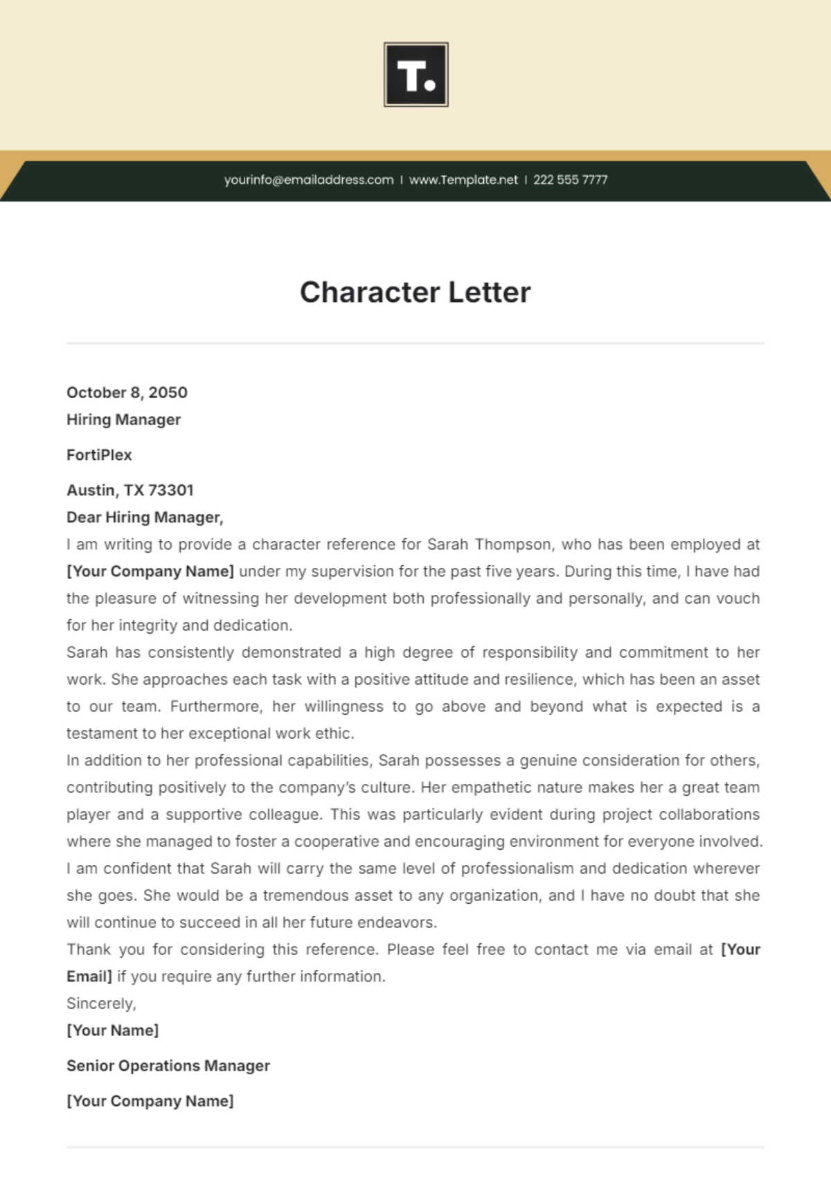 Free Character Letter Templates, Editable and Printable