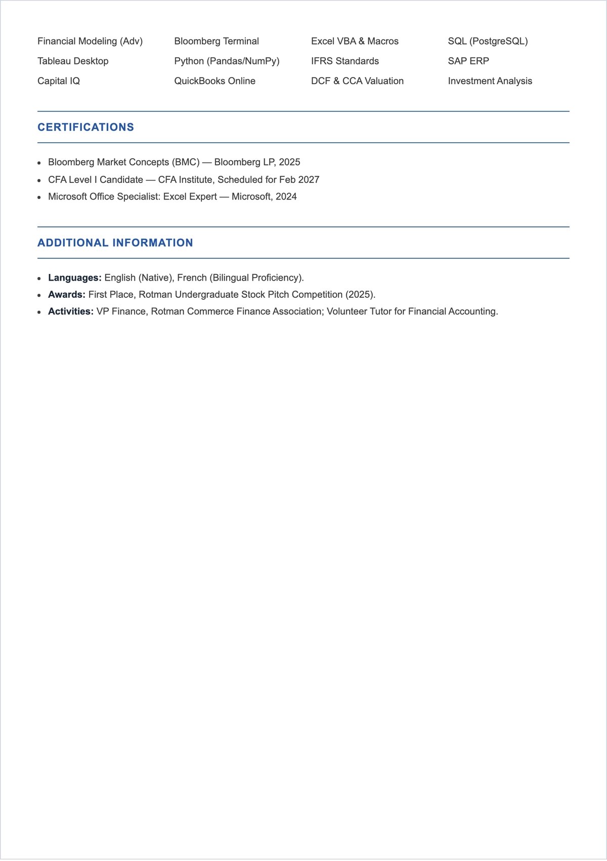 Free Canadian Graduate ATS CV Template, AI CV Builder
