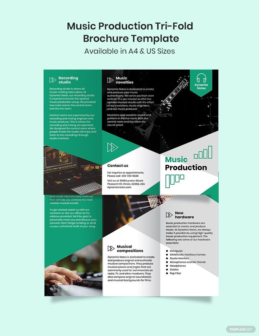 Music Production Tri-Fold Brochure Template