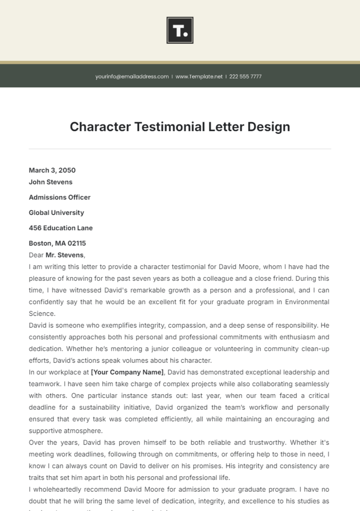 Character Testimonial Letter Design Template - Edit Online & Download