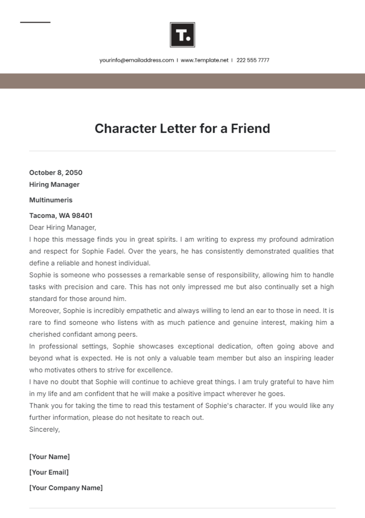 Character Letter for a Friend Template - Edit Online & Download