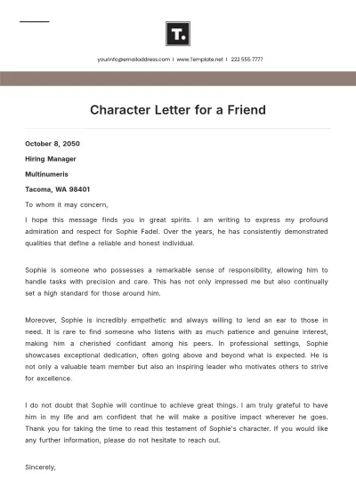 Free Character Letter for a Friend Template to Edit Online