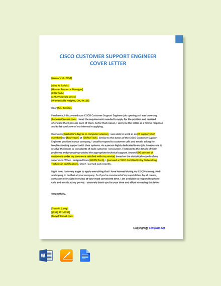 Free Cisco Network Engineer Cover Letter - Word 