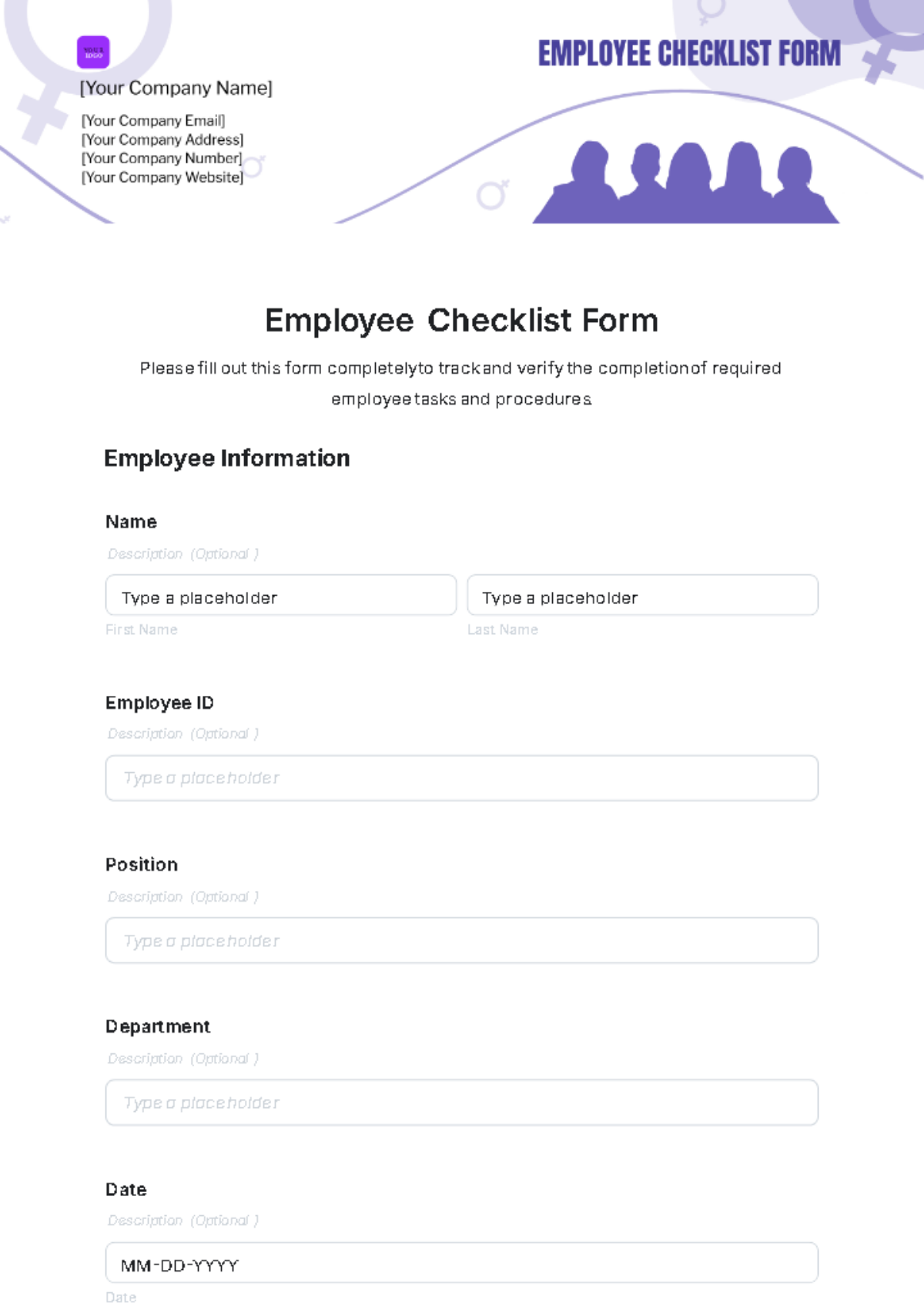 Employee Checklist Form Template - Edit Online & Download