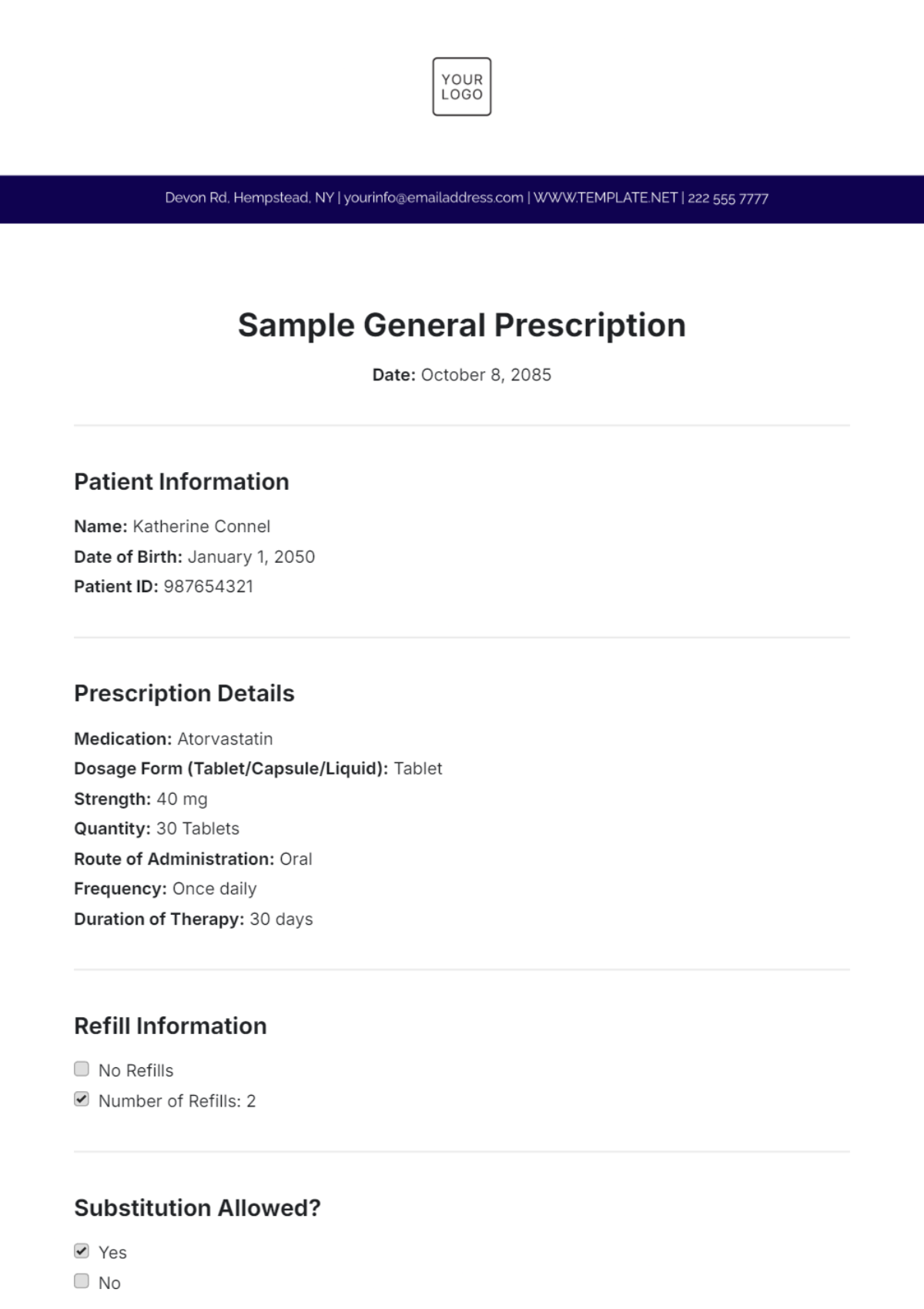 Sample General Prescription Template - Edit Online & Download