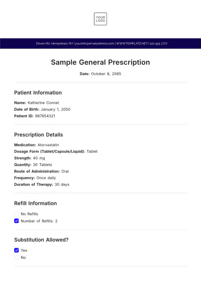 Free Sample General Prescription Template to Edit Online