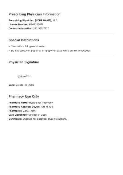 Free Sample General Prescription Template to Edit Online