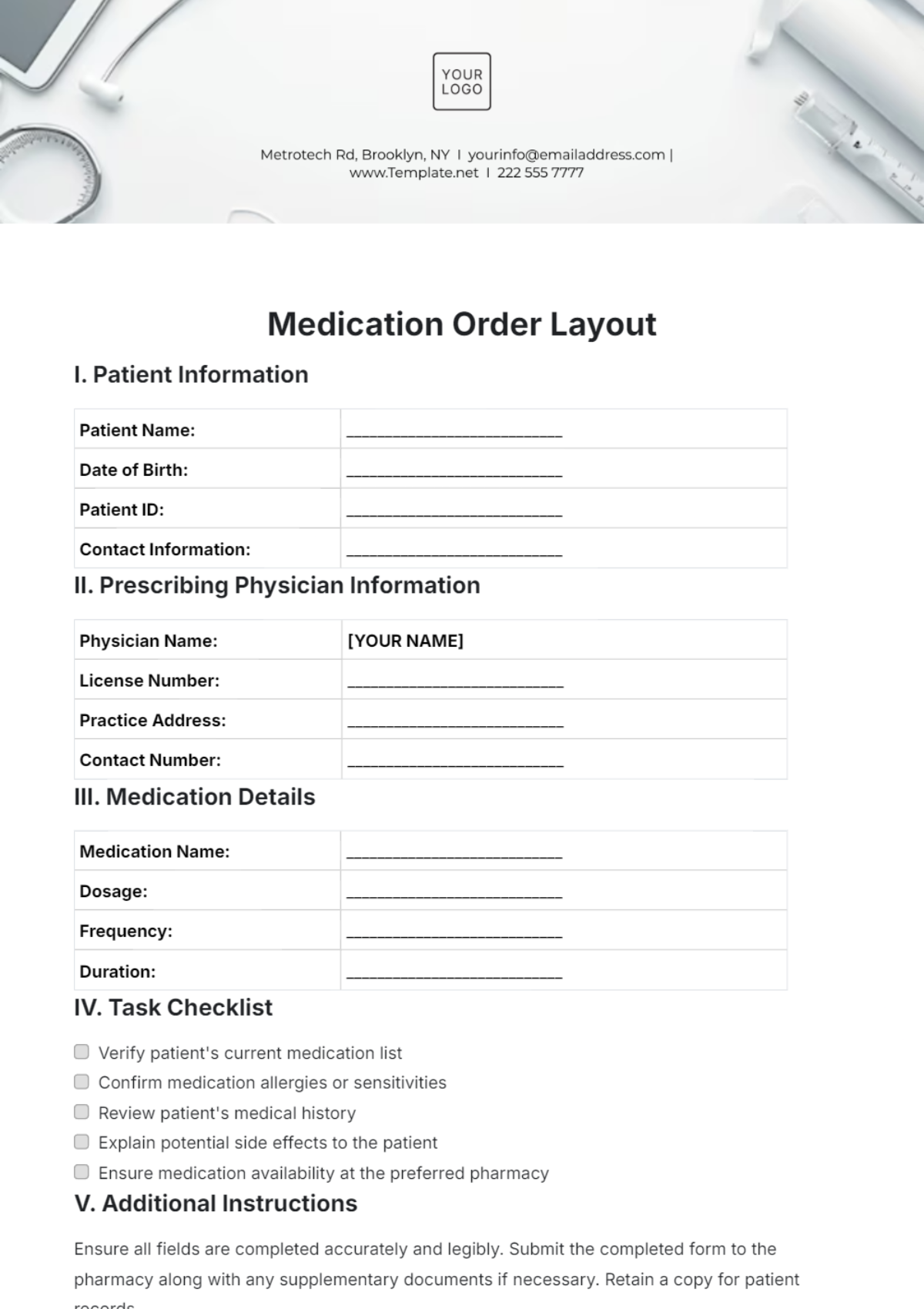 Medication Order Layout Template - Edit Online & Download