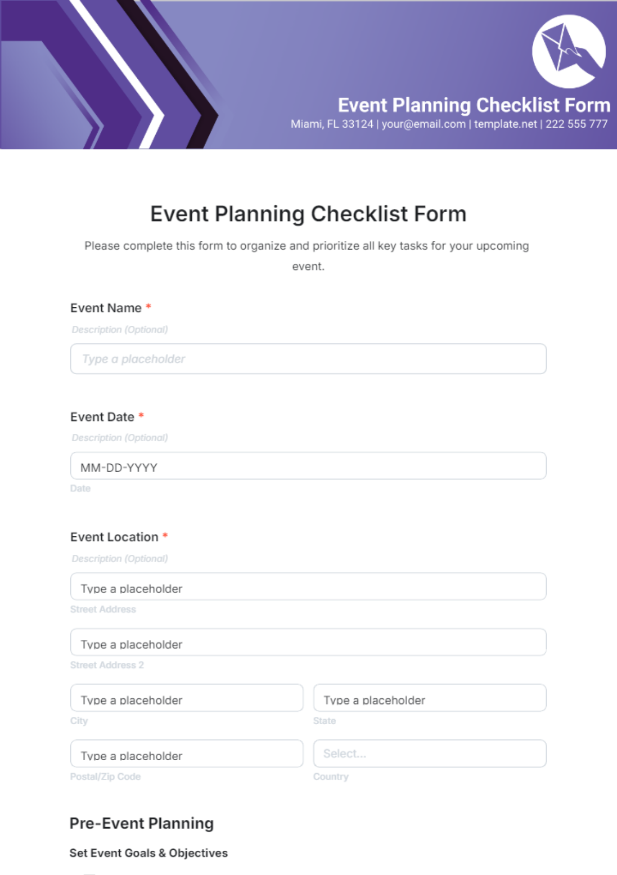 Free Event Planning Checklist Form Template!