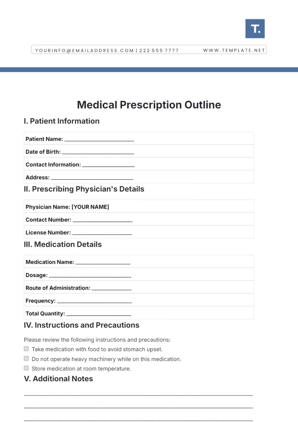 Medical Prescription Outline Template - Edit Online & Download