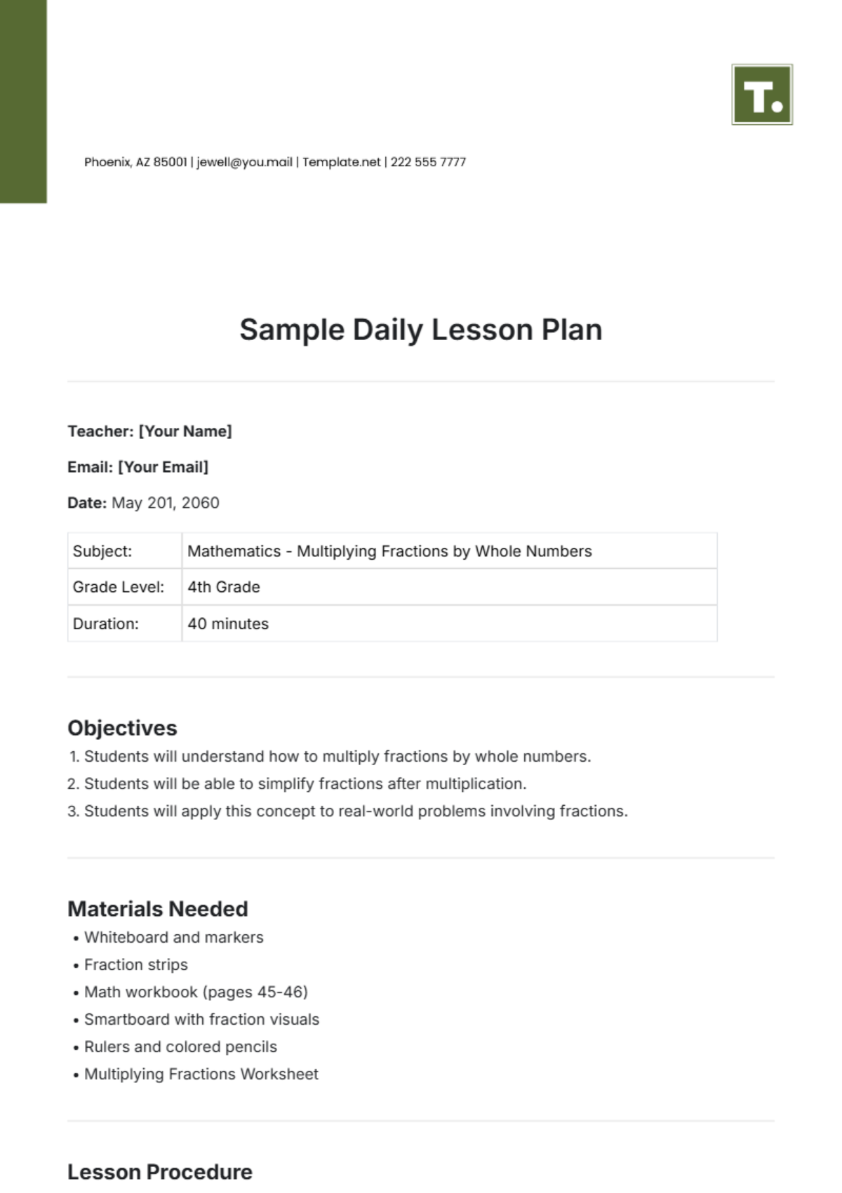 Free Summer Lesson Plan Template To Edit Online Free Summer Lesson Plan Template To Edit Online