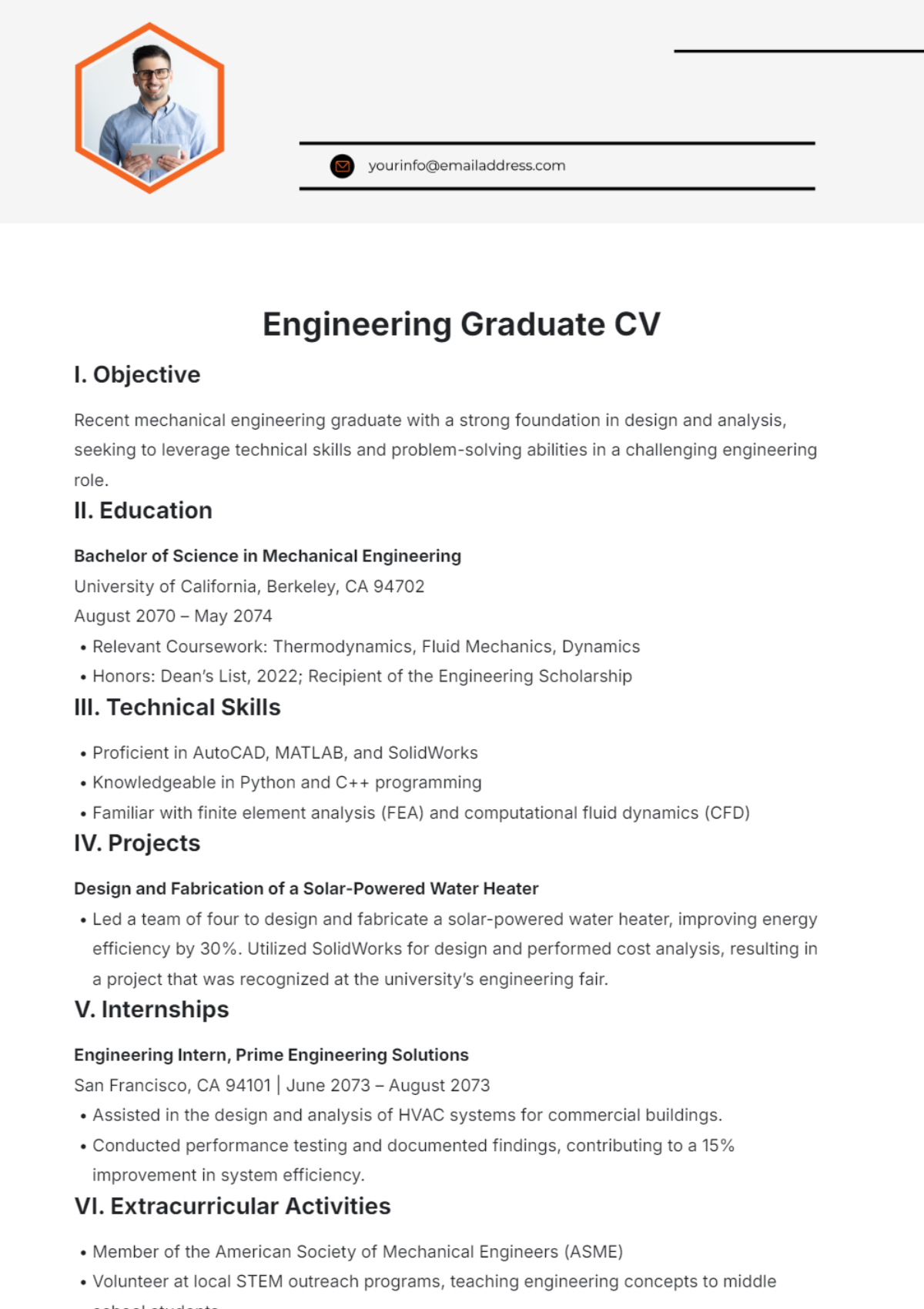 Engineering Graduate CV Template - Edit Online & Download