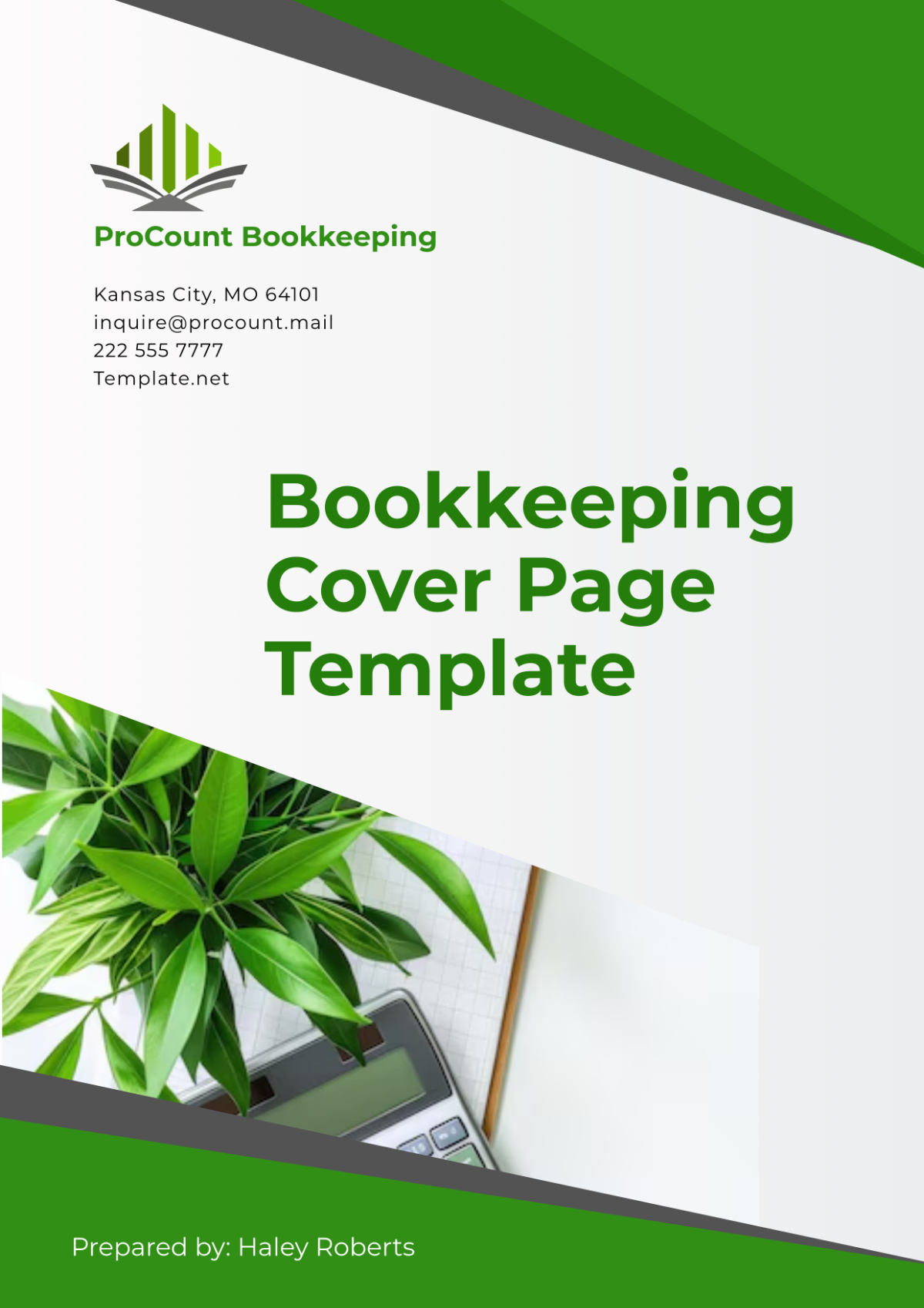 Bookkeeping Cover Page