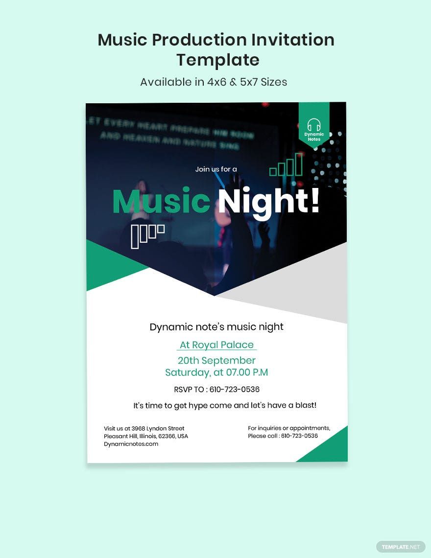 Music Production Invitation Template in Word, Illustrator, PSD, Apple Pages, Publisher, InDesign