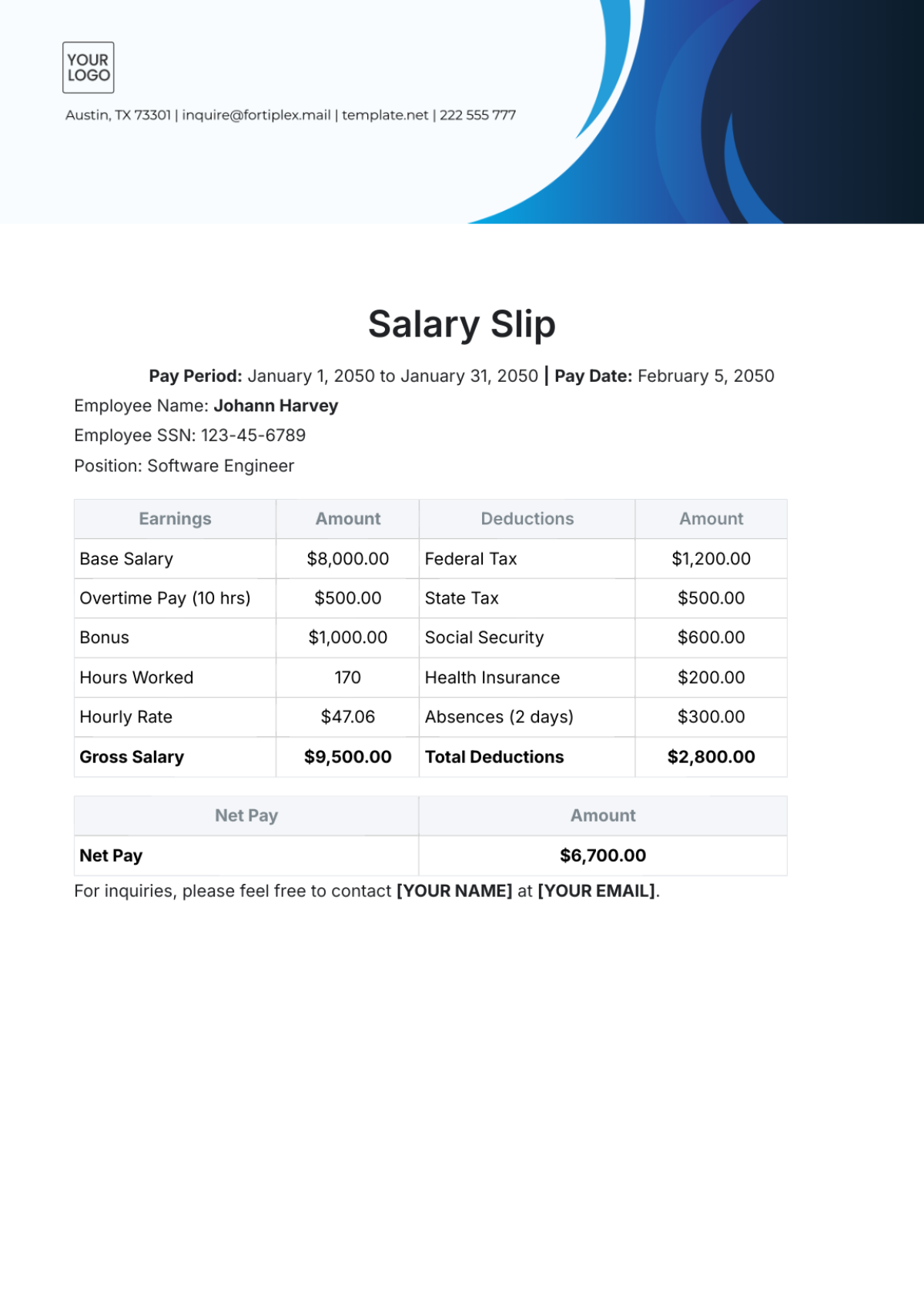 Salary Slip Template