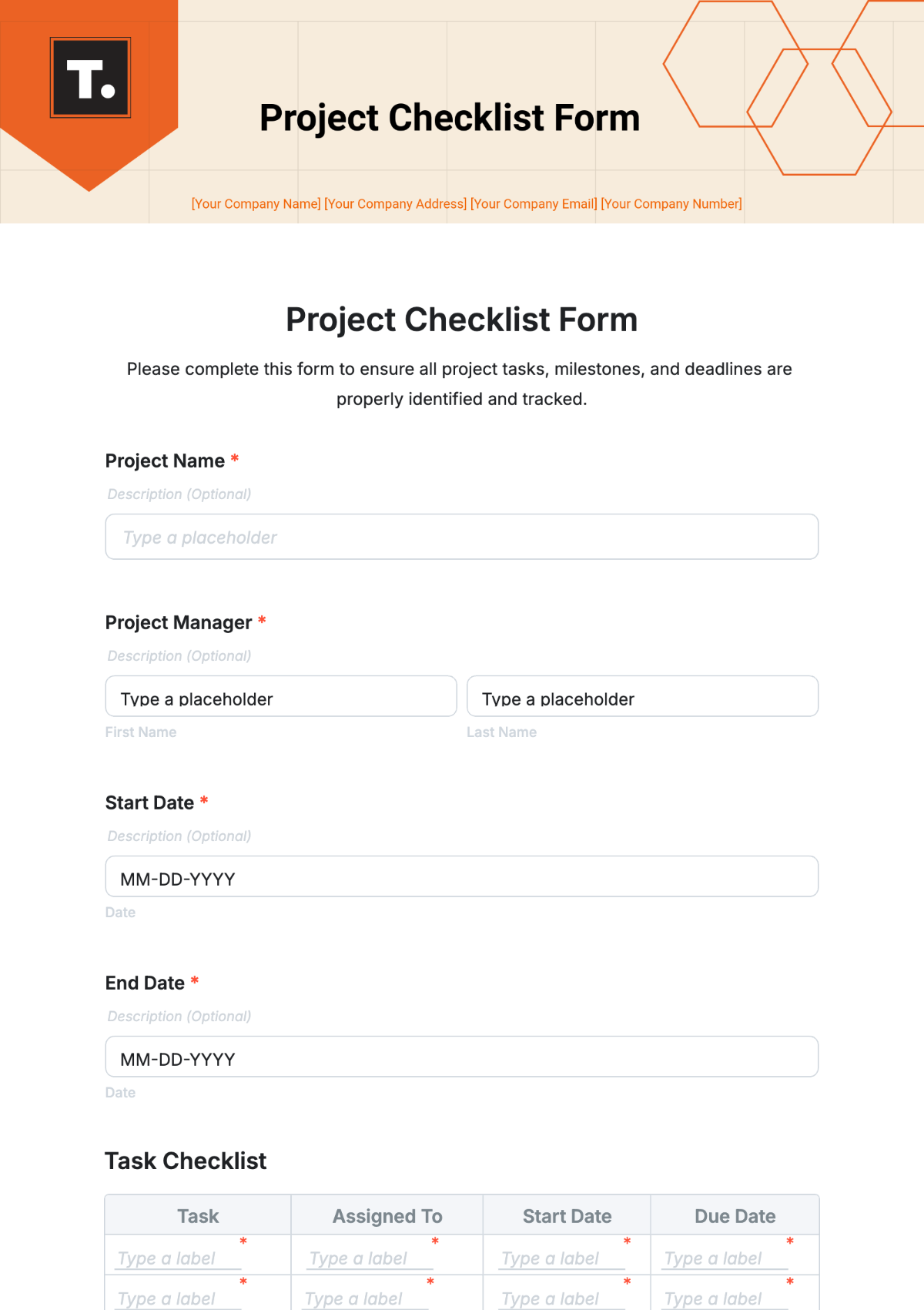 Project Checklist Form Template - Edit Online & Download