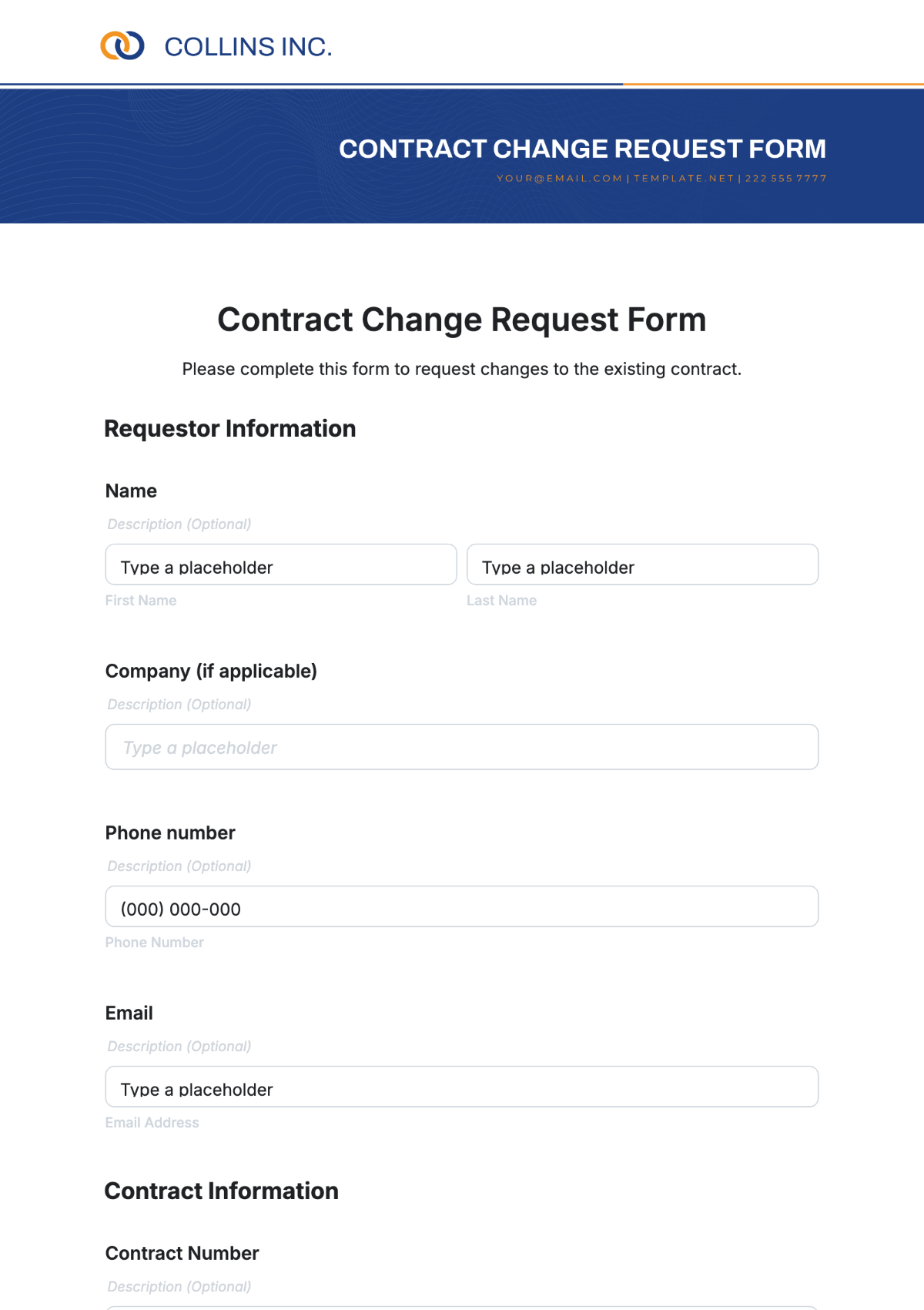 Contract Change Request Form Template - Edit Online & Download