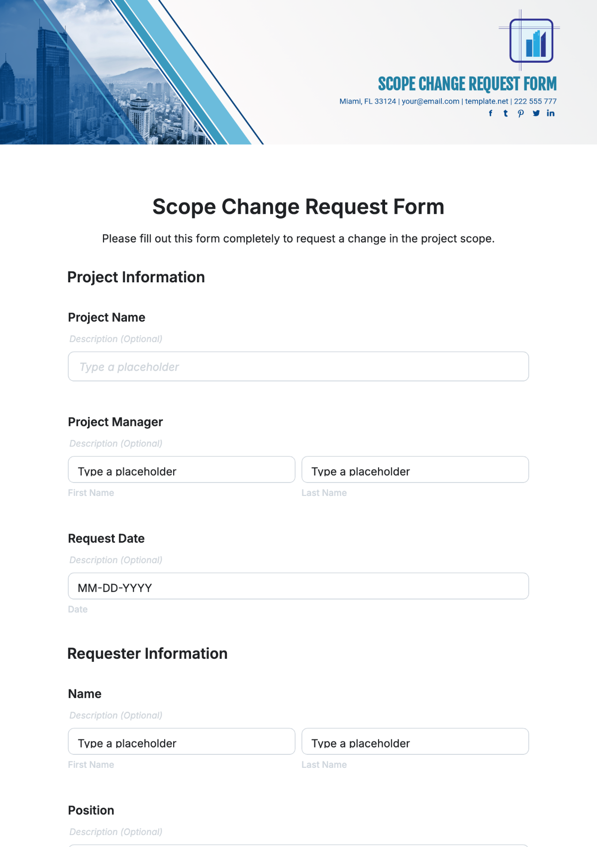 Scope Change Request Form Template - Edit Online & Download