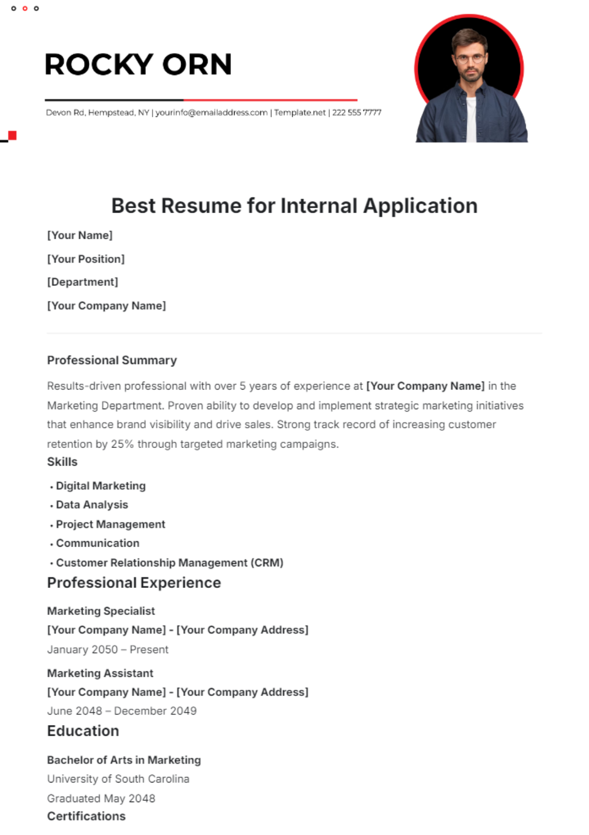 Best Resume Template for Internal Application - Edit Online & Download