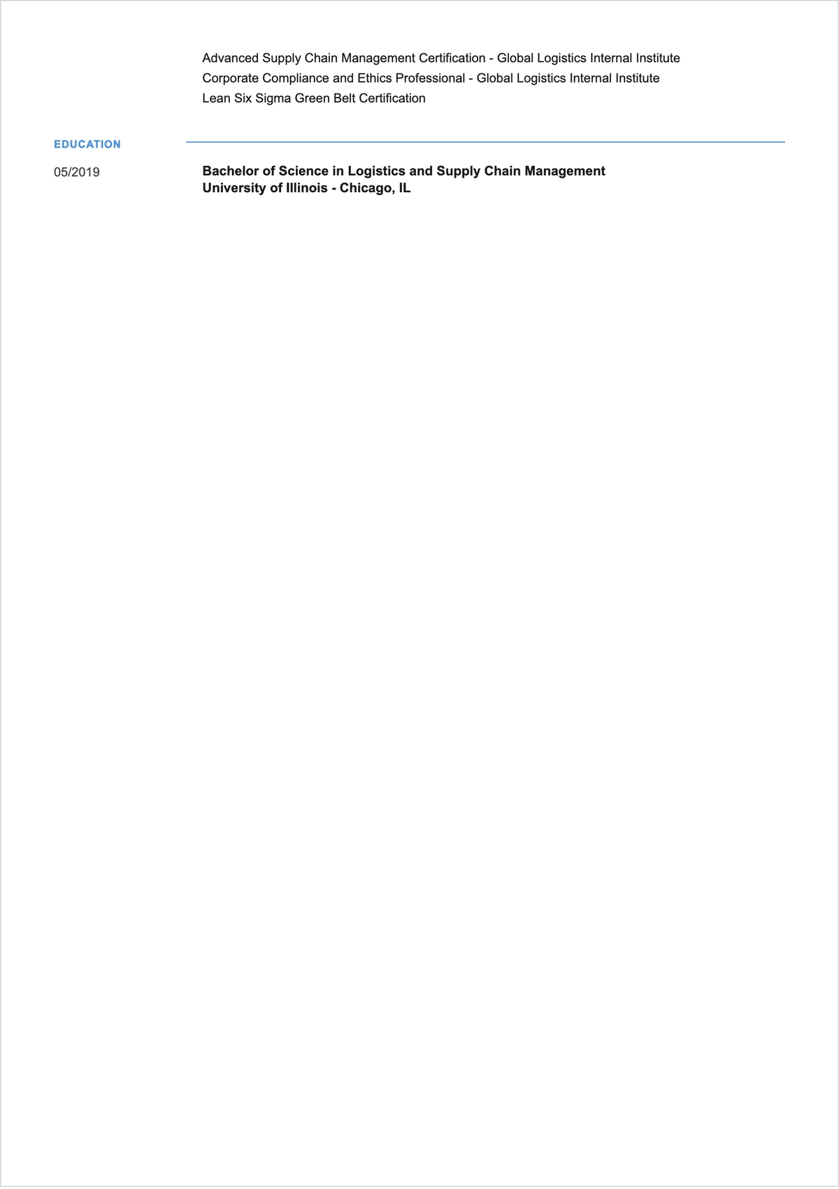 Free Best ATS Resume Template for Internal Application Template