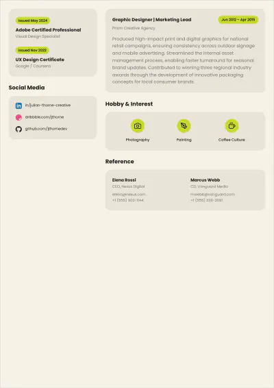 Free Resume Design ATS Resume Template, AI Resume Builder