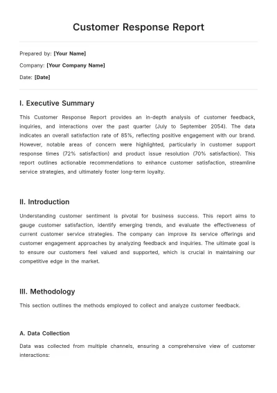 Free Customer Response Report Template to Edit Online