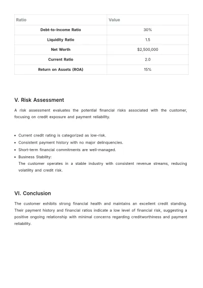 Free Customer Financial Report Outline Template to Edit Online