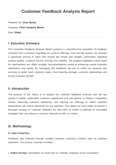 Free Customer Feedback Analysis Report Template to Edit Online