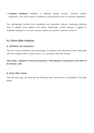 Free Customer Churn Analysis Report Template to Edit Online