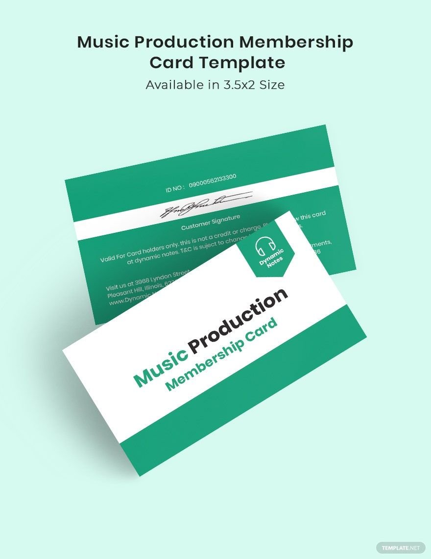 Music Production Membership Card Template