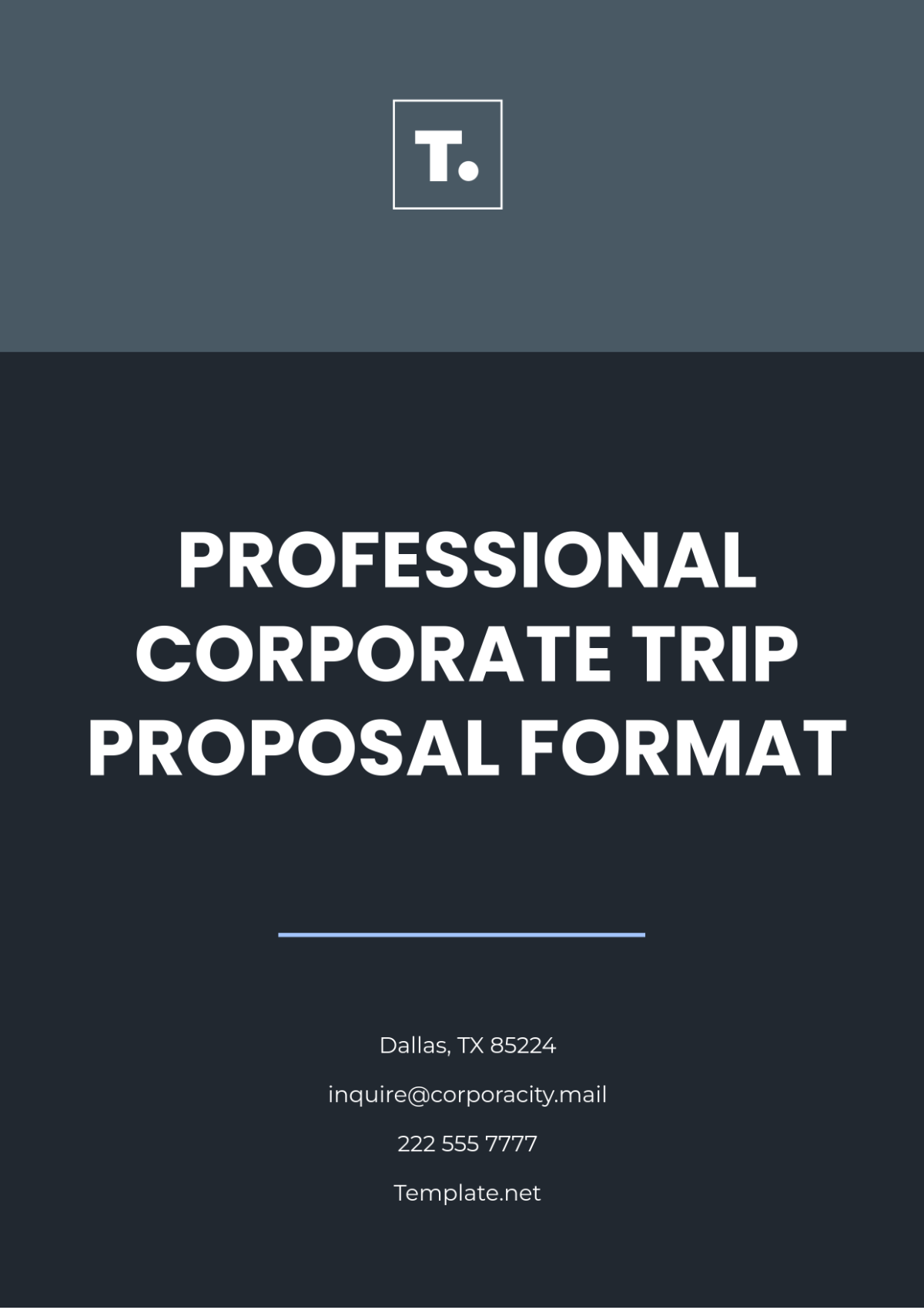 Professional Corporate Trip Proposal Format Template - Edit Online & Download