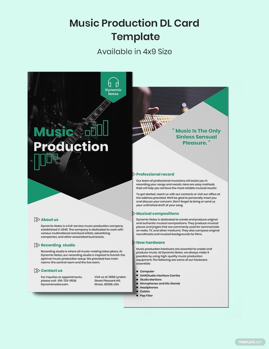 Music Production DL Card Template In PSD InDesign Pages Illustrator 