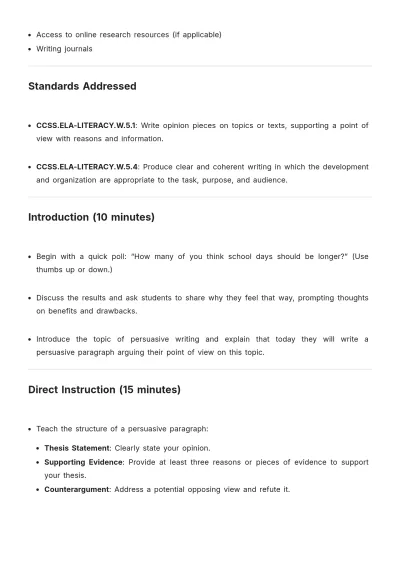 Free Printable Writing Lesson Plan Template to Edit Online