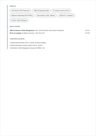 Free Internal Control Manager ATS Resume Template, AI Resume Builder