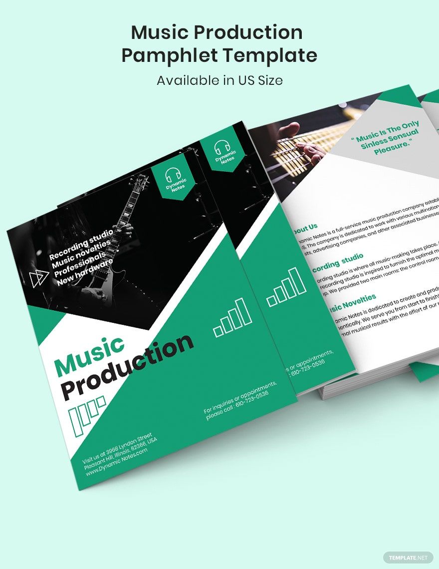 Music Production Pamphlet Template in Word, Illustrator, PSD, Apple Pages, Publisher, InDesign