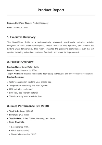 Free Product Report Template to Edit Online