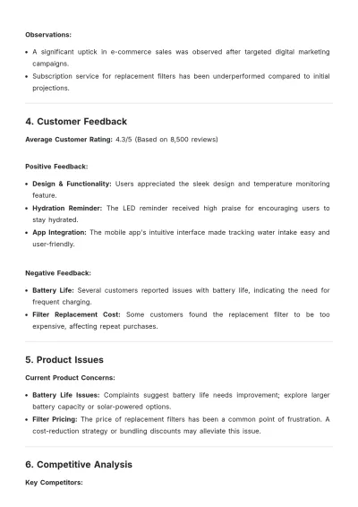 Free Product Report Template to Edit Online