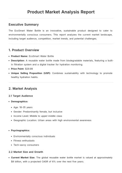 Free Product Market Analysis Report Template to Edit Online