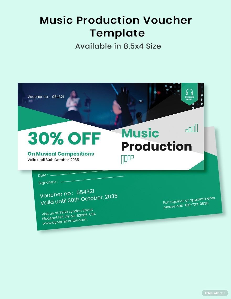 Music Production Voucher Template in Word, Illustrator, PSD, Apple Pages, Publisher, InDesign
