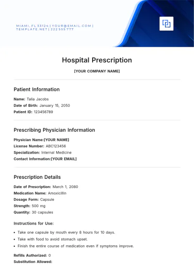 Free Hospital Prescription Template to Edit Online