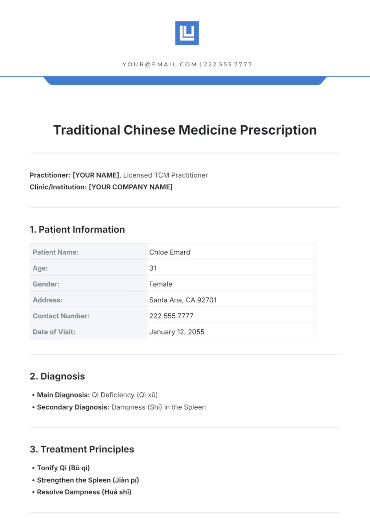 Traditional Chinese Medicine Prescription Template - Edit Online & Download