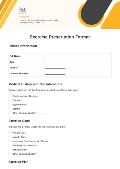 Free Exercise Prescription Format Template to Edit Online