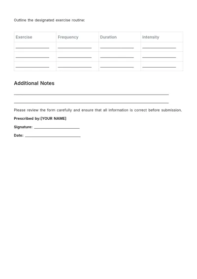 Free Exercise Prescription Format Template to Edit Online