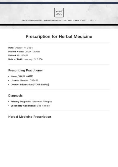Free Prescription for Herbal Medicine Template to Edit Online