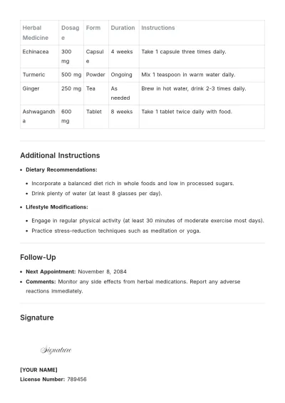Free Prescription for Herbal Medicine Template to Edit Online