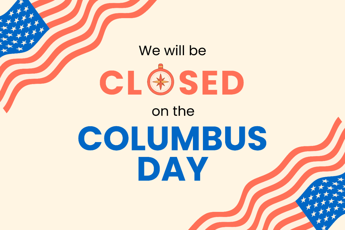 Columbus Day Closed Sign