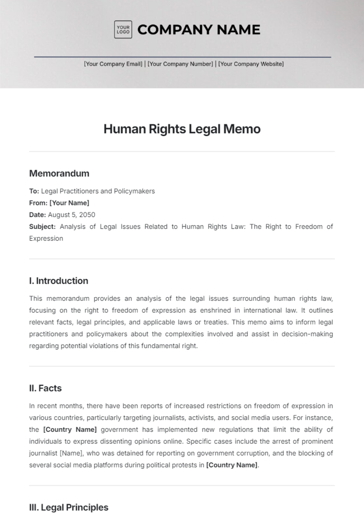 Human Rights Legal Memo Template - Edit Online & Download