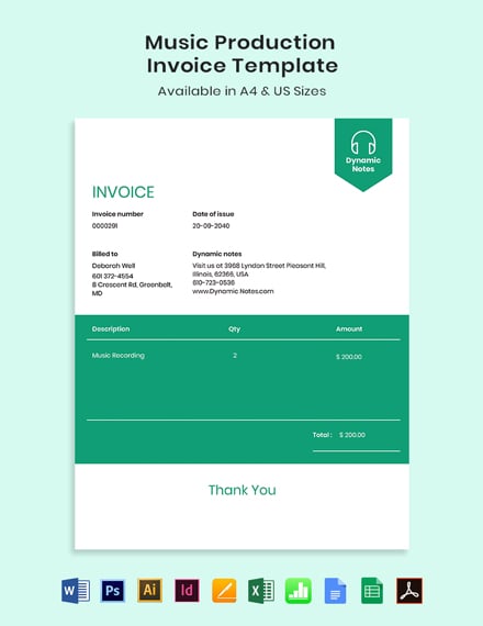 Simple Service Invoice Template Free PDF Word (DOC) Excel Apple