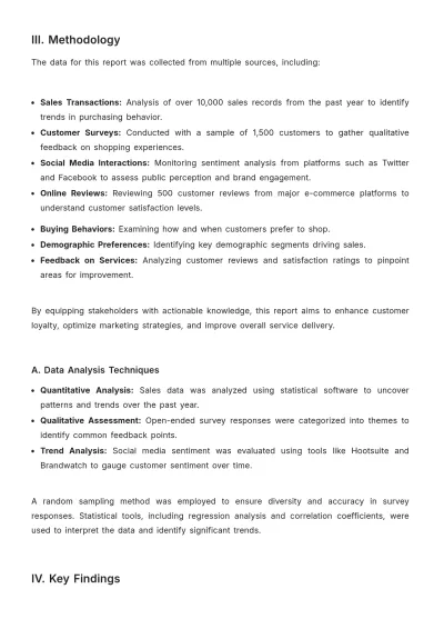 Free Retail Customer Report Template to Edit Online