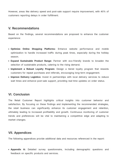 Free Retail Customer Report Template to Edit Online